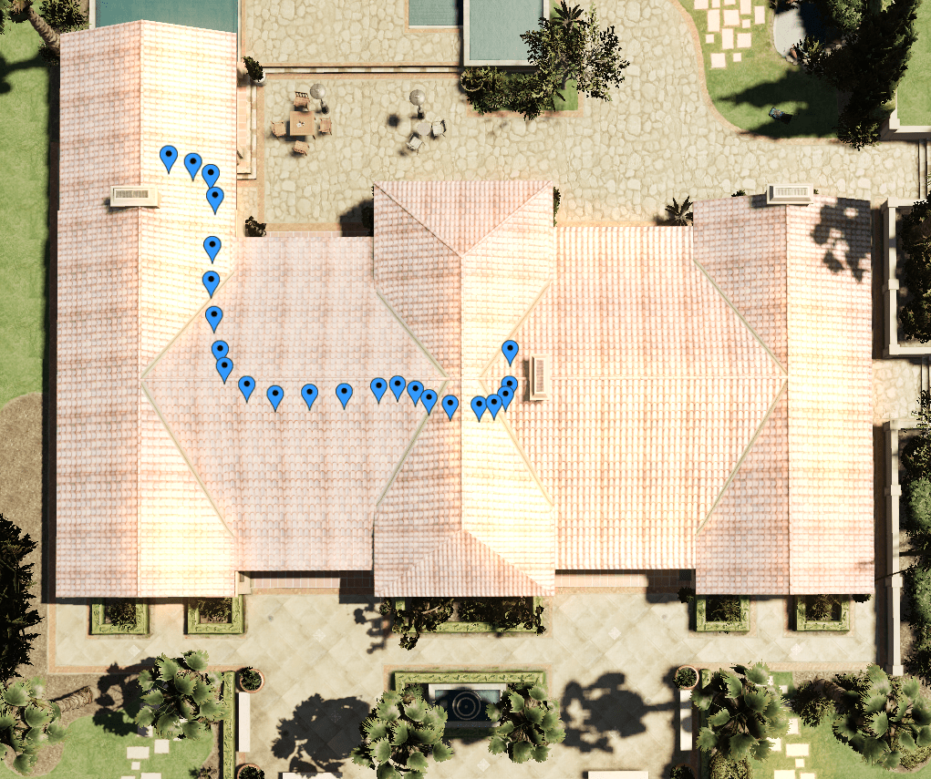 The positions rendered in-game. (Each blue marker is a position.) The positions rendered in-game. (Each blue marker is a position.)