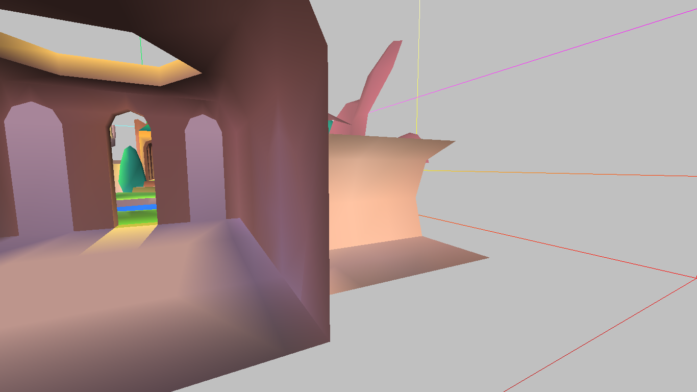 The lower-poly version of the level's geometry, showing the room. The lower-poly version of the level's geometry, showing the room.