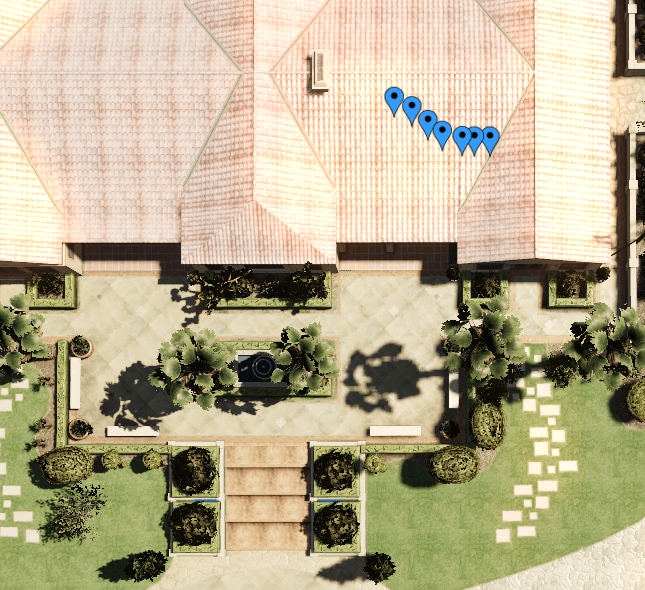 The positions rendered in-game. (Each blue marker is a position.) The positions rendered in-game. (Each blue marker is a position.)