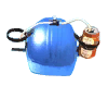 An icon of a blue beer hat with one beer in it.