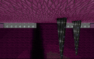 Celing with light sources and some stalagmites.