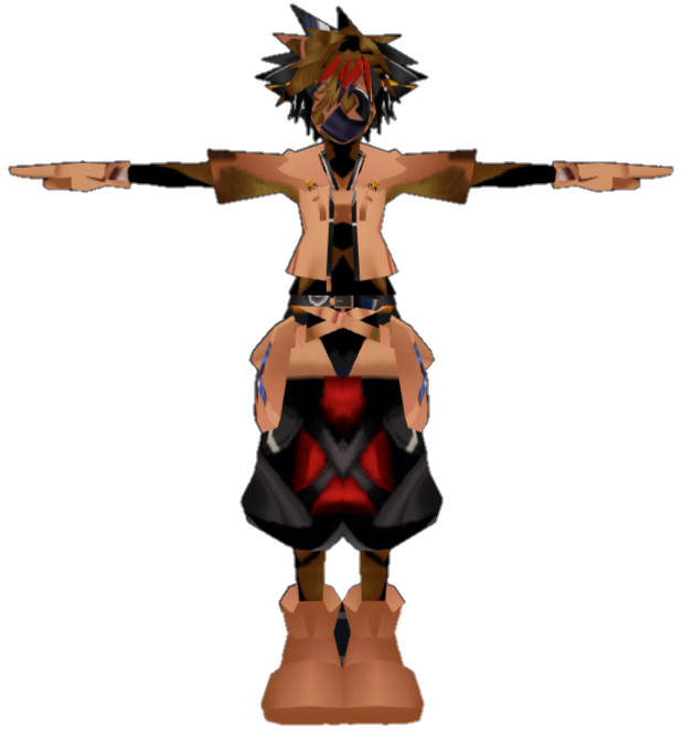 An early model of Sora in his Kingdom Hearts II outfit. An early model of Sora in his Kingdom Hearts II outfit.