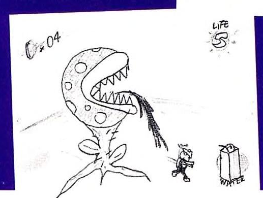 It was mentioned that the boss was originally a "super-sized oil spitting Piranha Plant", but it may have been a sketch of Petey Piranha. It was mentioned that the boss was originally a "super-sized oil spitting Piranha Plant", but it may have been a sketch of Petey Piranha.