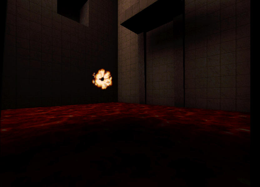 The lava pit that's impossible to escape in if the player misses the ledge on the other side of the room in the previous screenshot. The lava pit that's impossible to escape in if the player misses the ledge on the other side of the room in the previous screenshot.