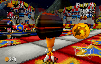 Next to the Sonic table (Moved to the center in the final, moved emblem also shown).