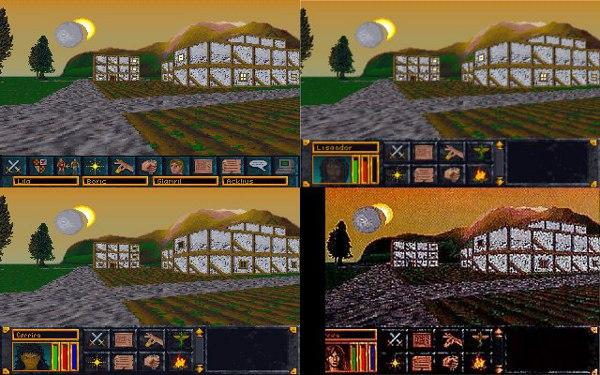 Comparison between multiple versions of the same screenshot, including a scan of the image from the box art on the bottom left.
