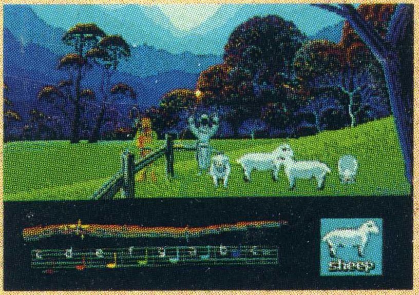 A screenshot on the box with a different GUI image for the sheep in the meadow.