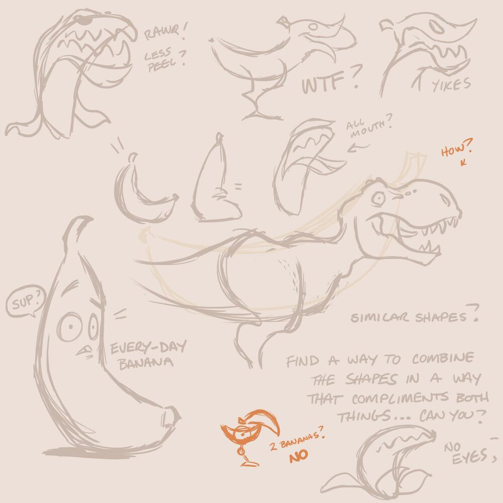 Concept art for the Bananasaurus card.