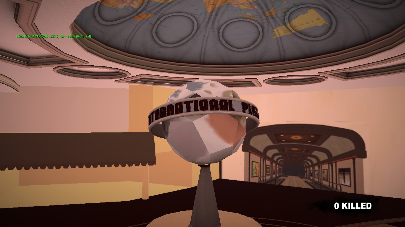 Close up of the "Internation Plaza" text.