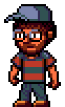 Mike eating something in the SNES version.