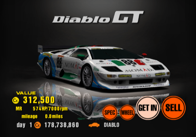 The Diablo JGTC, hidden in the US version. The Diablo JGTC, hidden in the US version.
