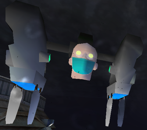 The Proton Monitor once the player has destroyed its guns and its body can no longer take damage in the August 2001 prototype. The Proton Monitor once the player has destroyed its guns and its body can no longer take damage in the August 2001 prototype.