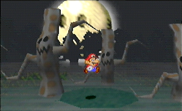 Mario in a dark forest featuring dead trees with faces. It's possible this area turned into Forever Forest. Mario in a dark forest featuring dead trees with faces. It's possible this area turned into Forever Forest.