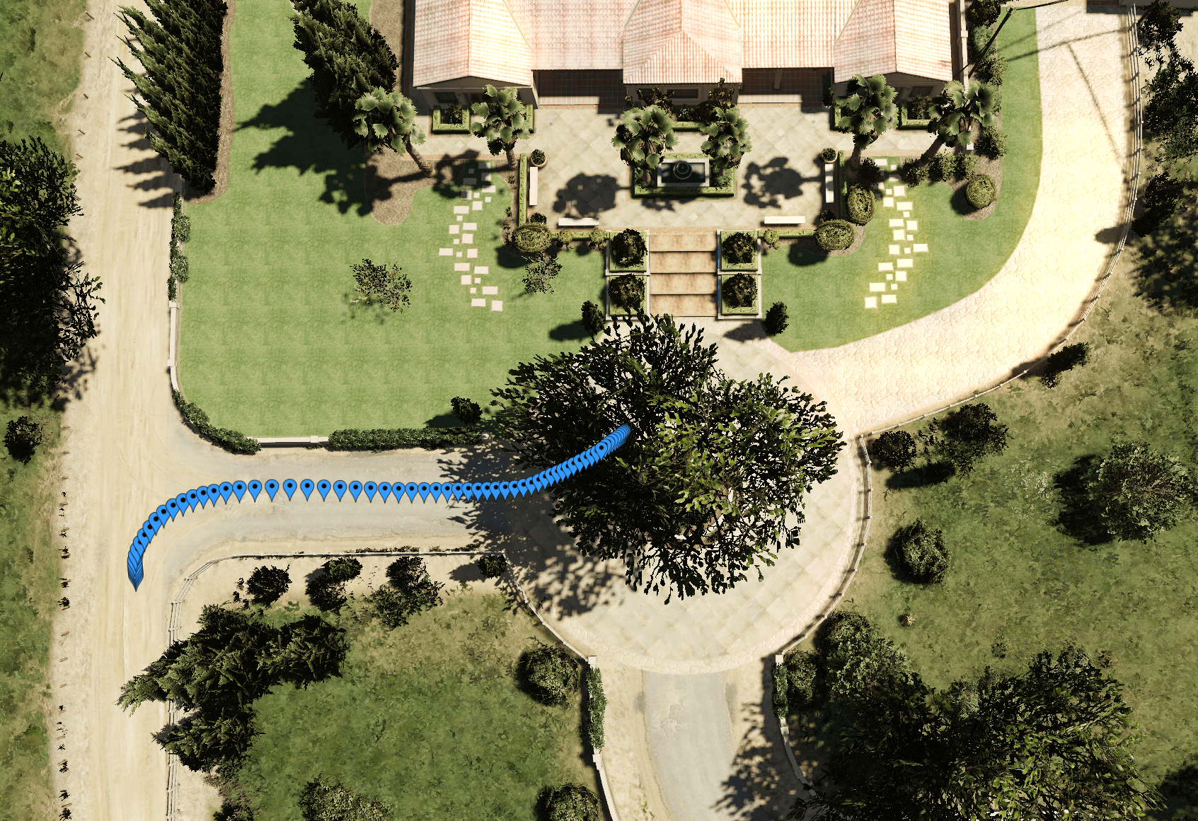 The positions rendered in-game. (Each blue marker is a position.) The positions rendered in-game. (Each blue marker is a position.)