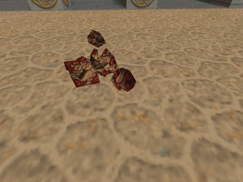 The pile of fleshy gibs generated after his body is destroyed, with not a single bone in sight. The pile of fleshy gibs generated after his body is destroyed, with not a single bone in sight.
