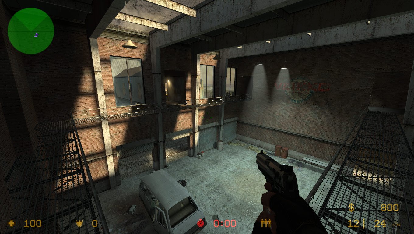 Ditto. Note the lack of boxes and crates at the corner of the Terrorist Spawn Zone and an older version of the radar.