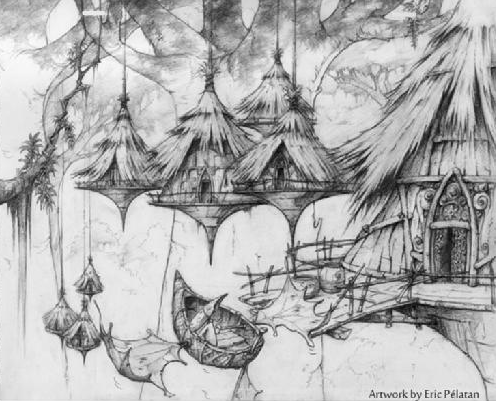 Camps hanging from a gian tree. Camps hanging from a gian tree.