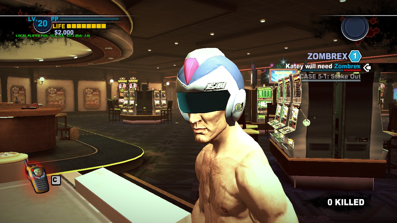 Woodrow wearing the Mega Man helmet.
