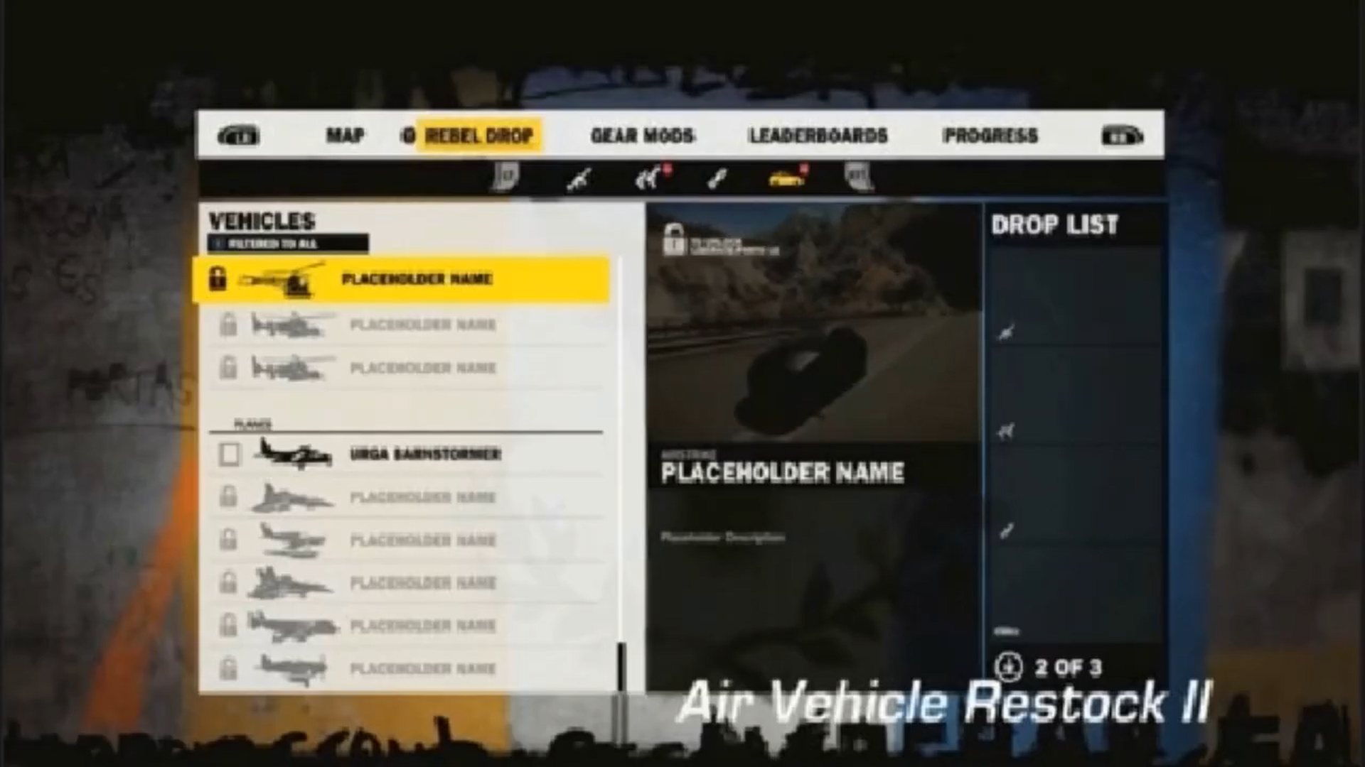 Early layout of the rebeldrop screen. Early layout of the rebeldrop screen.