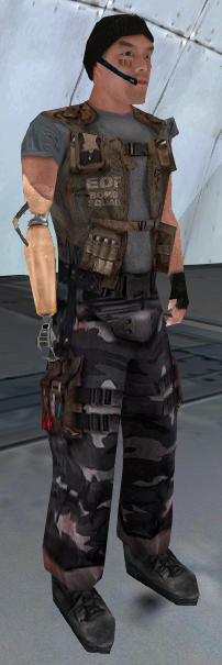 EDF Sapper with prosthetic arm. EDF Sapper with prosthetic arm.