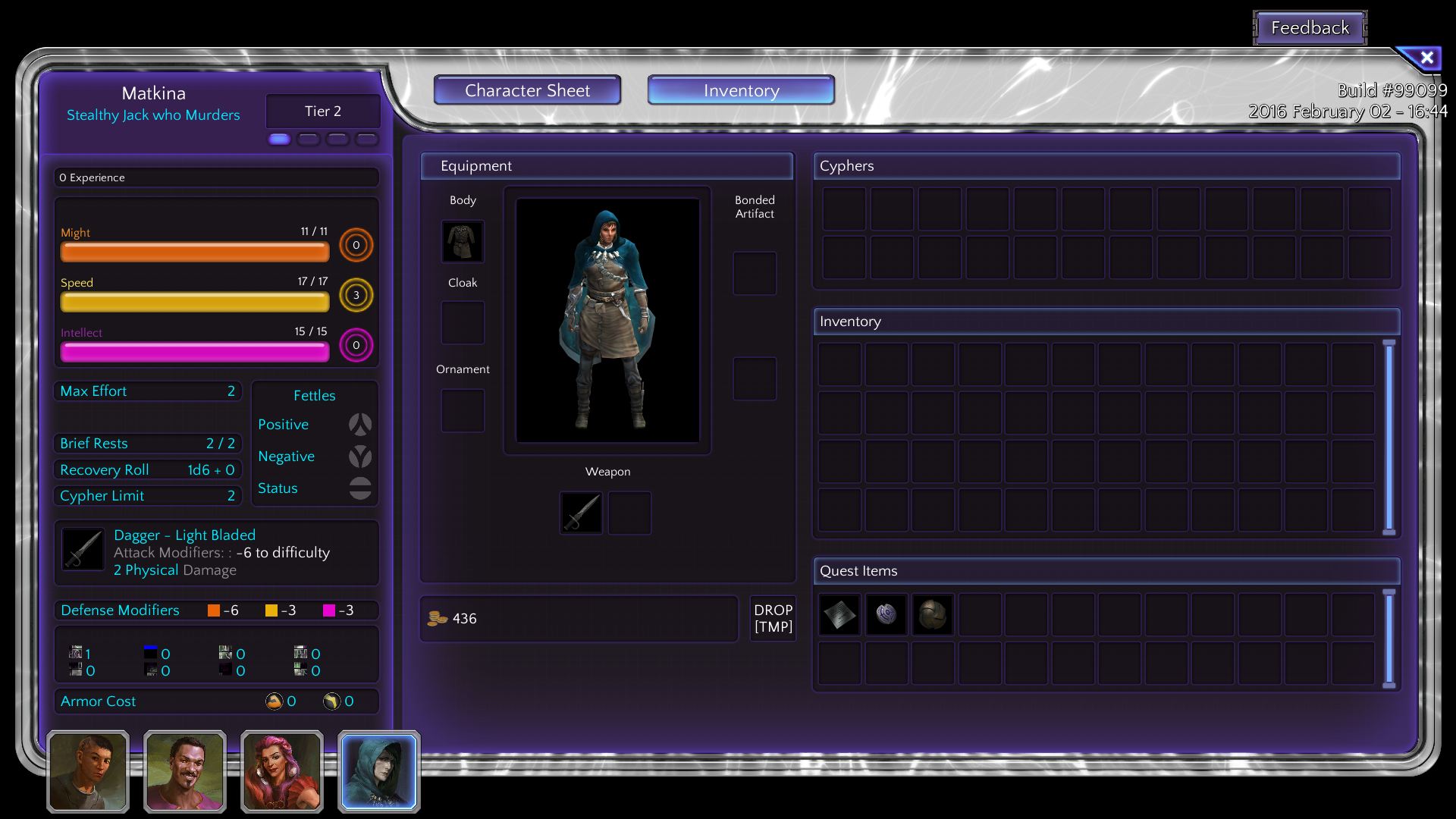Matkina character sheet