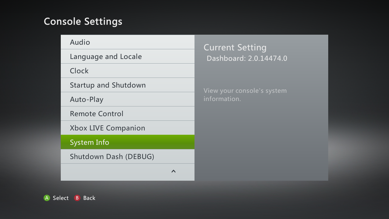 System Info button System Info button