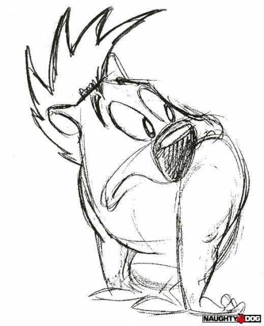 An early sketch of Willy the Wombat who later became Crash Bandicoot. An early sketch of Willy the Wombat who later became Crash Bandicoot.