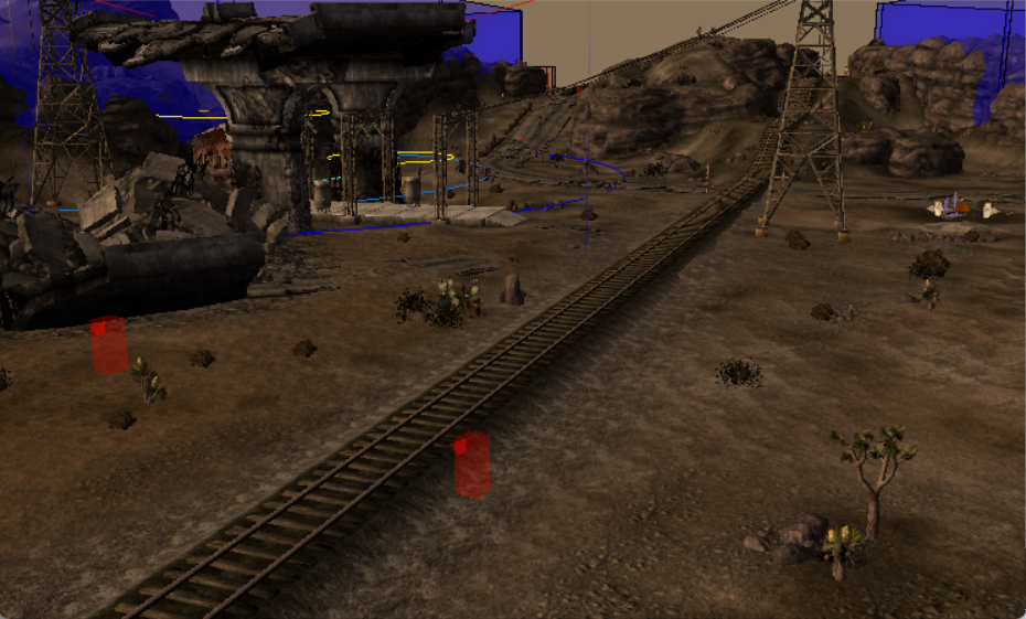 His world placement, with Fields' shack just visible in the background.