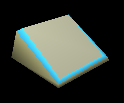 A slanted stone square with a white rocky base, blue rim, and white middle.