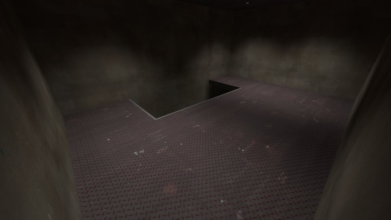 The unused room outside of the first control point. This is the upper tier of said unused room.