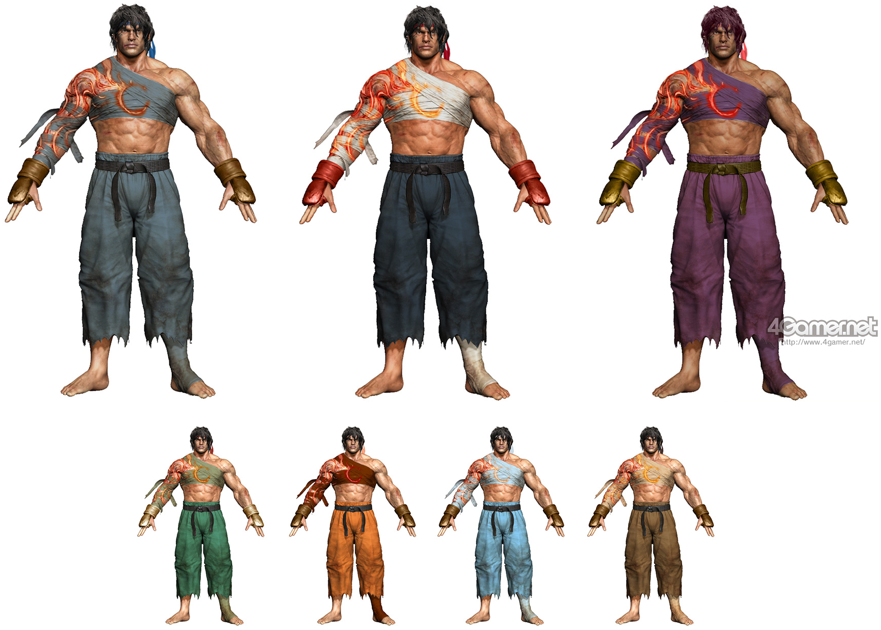 It seems that color variations of Ryu's costume design were also considered. It seems that color variations of Ryu's costume design were also considered.