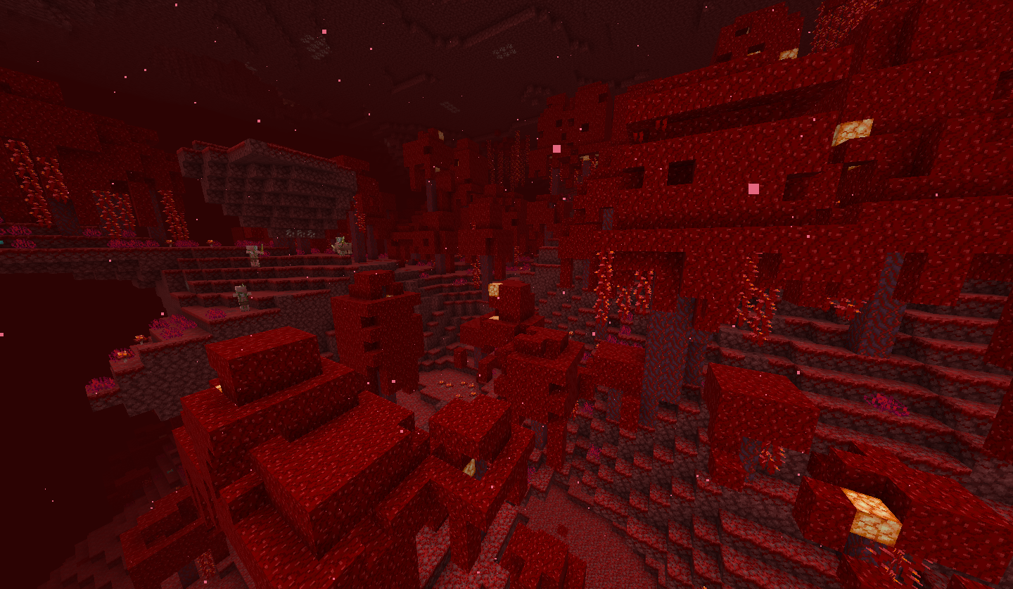A screenshot of a crimson forest in 20w06a.