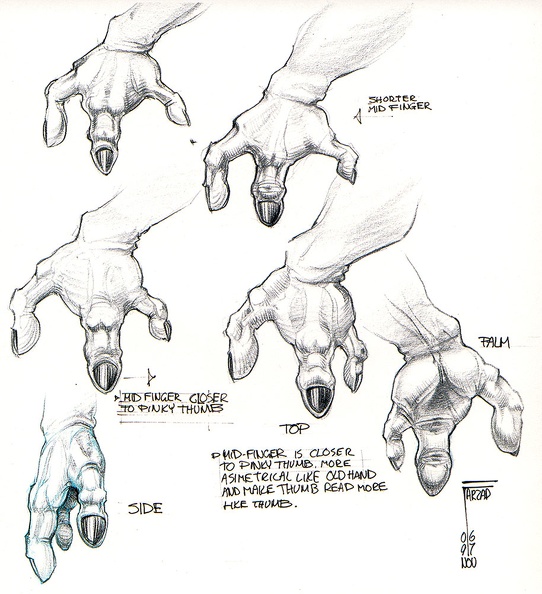 Sketches of Abe's hands.