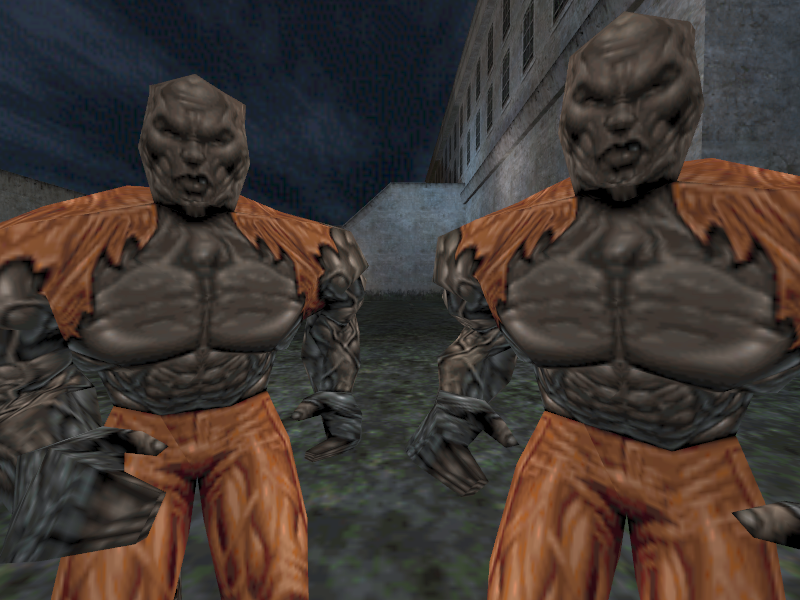 Black Prisoners at melee range, but choosing to keep running at the player instead.