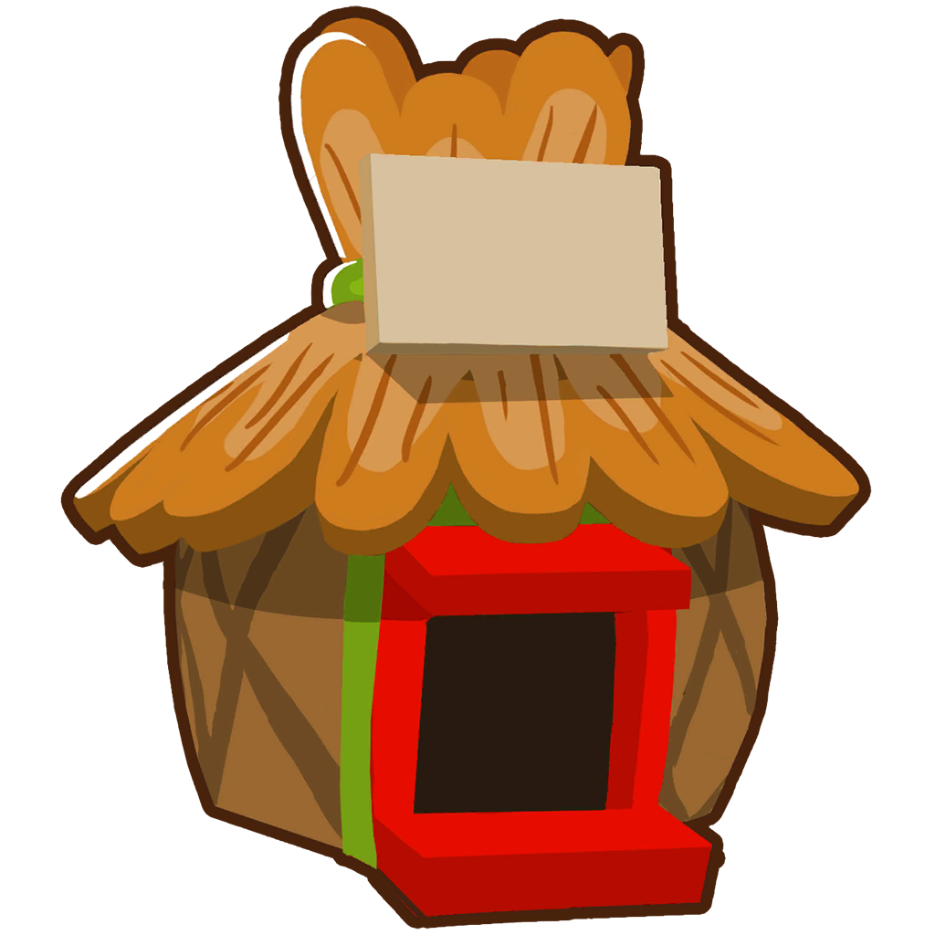 Unused version of 0-0-2 Monkey Village Tower Icon, shows some major differences such as the sign on top being completely different (no banana sign, etc,) as well as the door having a green outline with a red base, instead of just a green base.