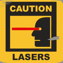 A sign cautioning players of the deadly lasers ahead.