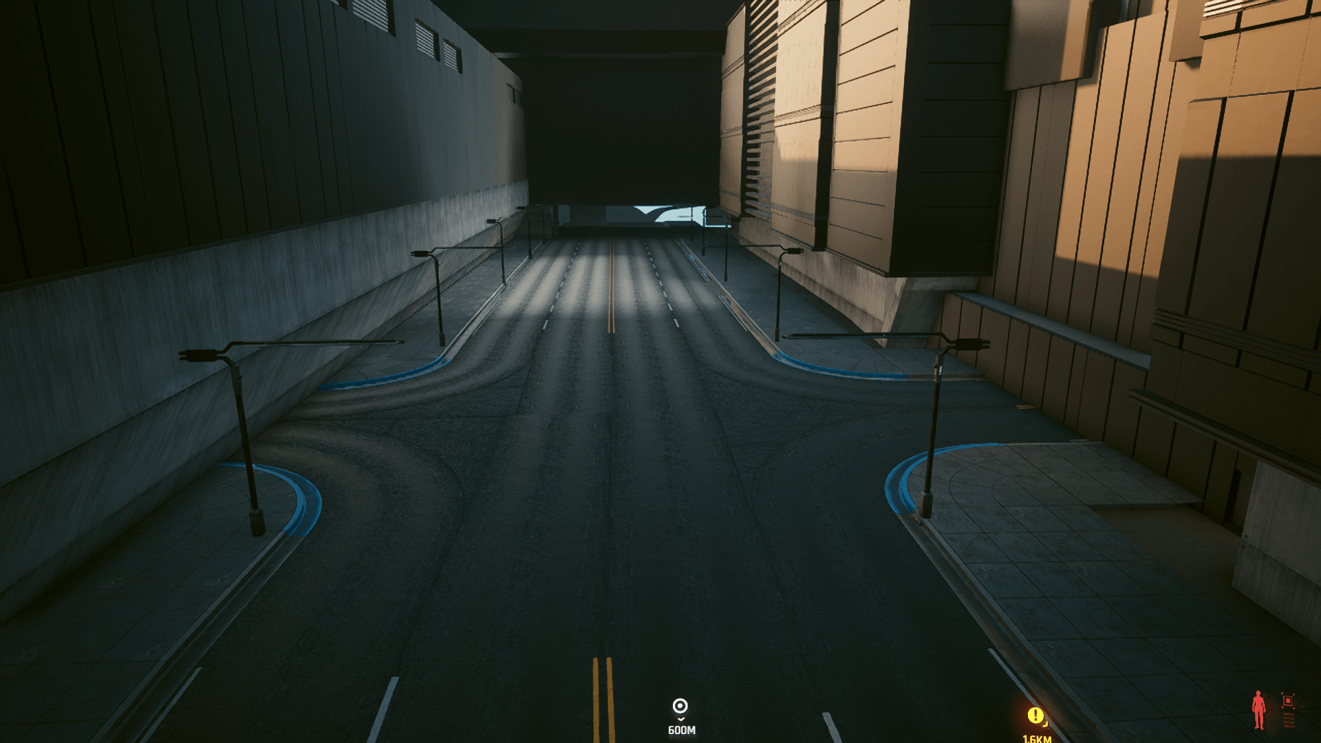 While modeled, the area is clearly unfinished, with roads turning into solid walls While modeled, the area is clearly unfinished, with roads turning into solid walls