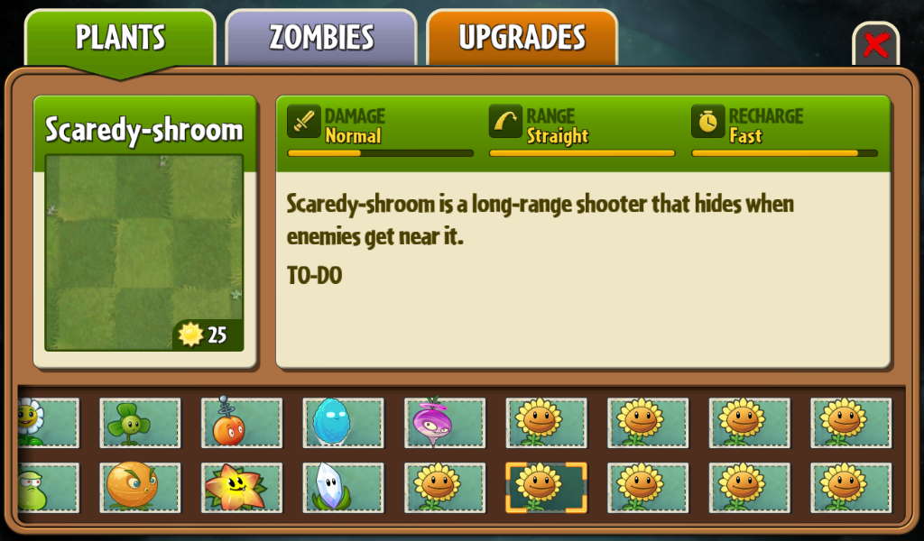 Scaredy-shroom in the almanac. (No sprites) Scaredy-shroom in the almanac. (No sprites)