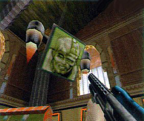 Monitor featuring Dr. Proton's face from when the team was making mockups in the Quake 1 engine. Monitor featuring Dr. Proton's face from when the team was making mockups in the Quake 1 engine.