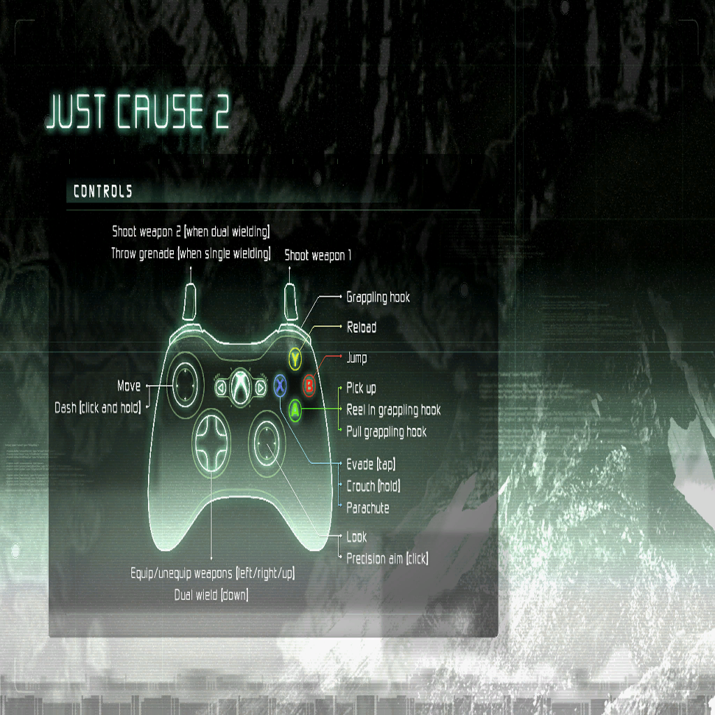An early design of the controls menu, looking like it's styled after the first Just Cause.