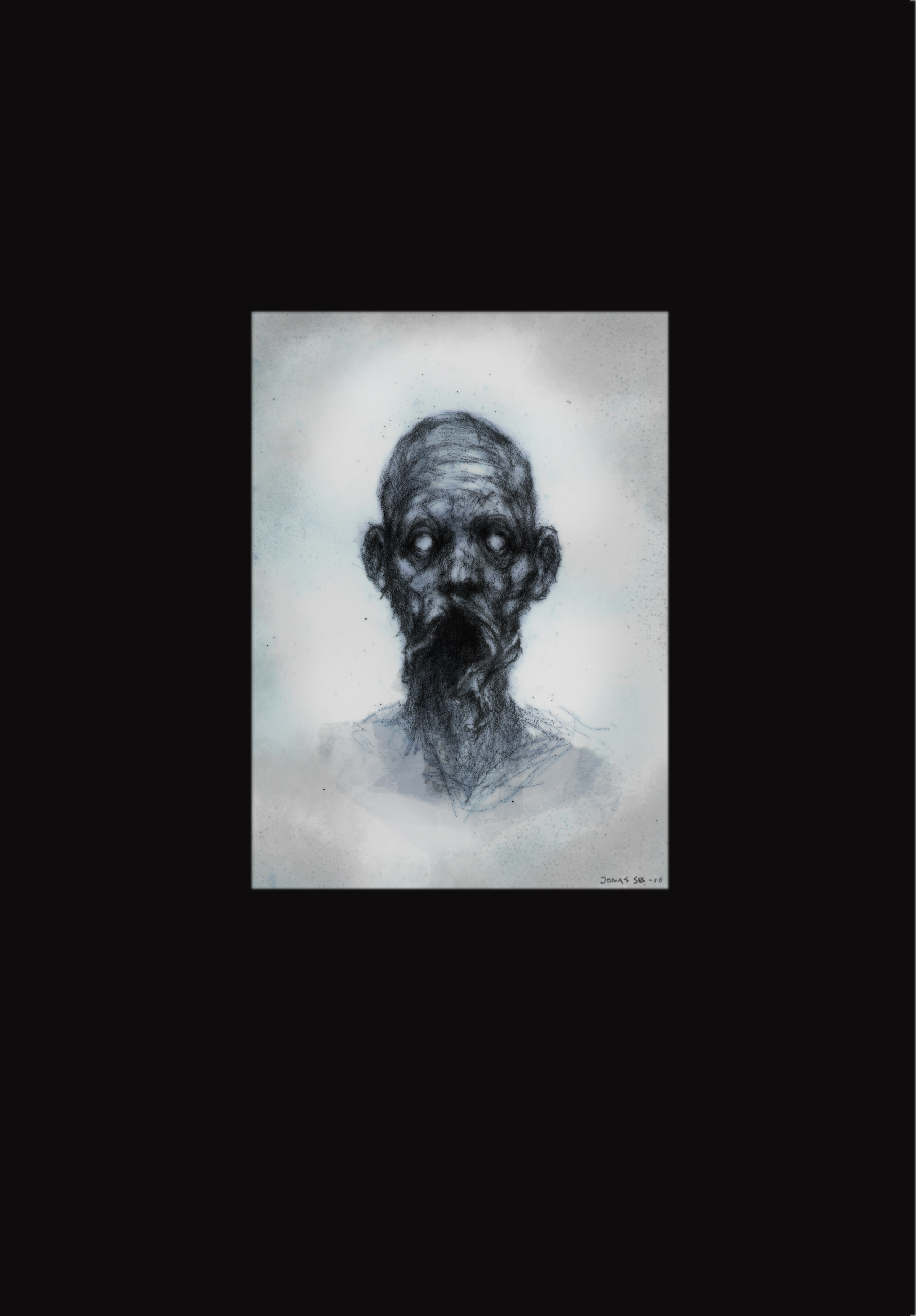 Close-up concept art of Agrippa's head.