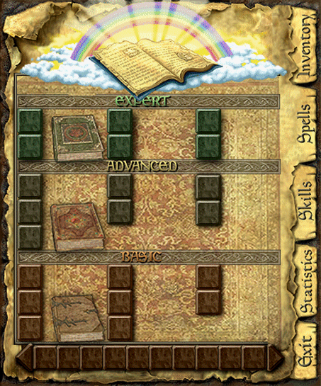 An early page from spellbook of light magic with scrapped books.