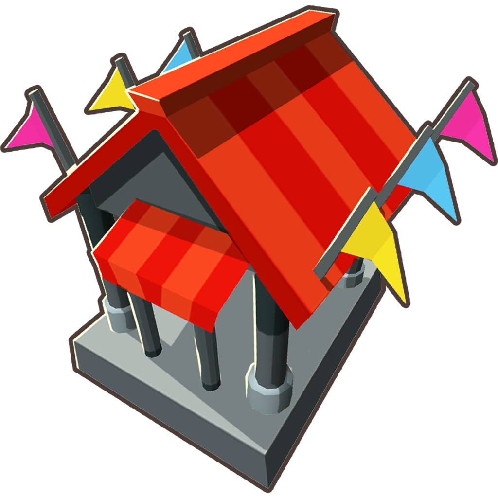 Unused version of 0-0-4 Banana Farm Tower Icon, shows some major differences, such as the floor not being rectangular, instead of being round, additionally, the inside of the building is empty unlike the final version. there is 3 flags on both sides of the roof, instead of two and a banana tree in the final version.