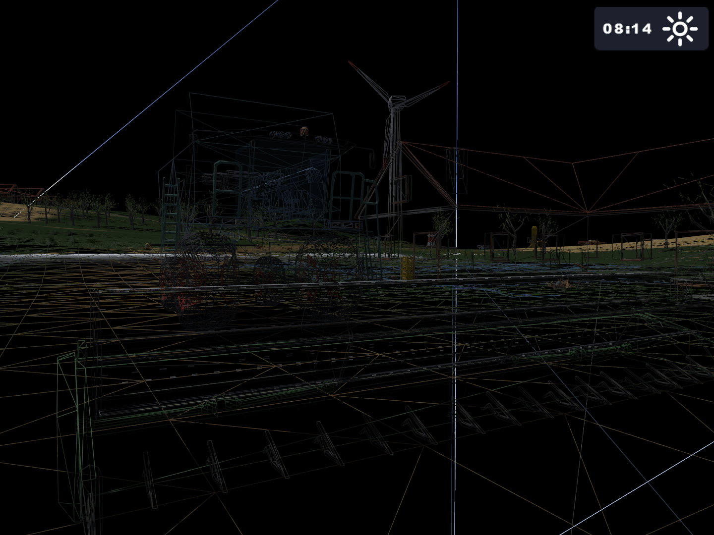 The wireframes toggled on.