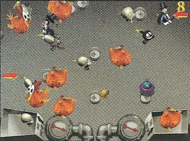 A rather different Factory, with yet another gauge and obstacles not seen in the final game. Screenshot is present on the back of the North American box. A rather different Factory, with yet another gauge and obstacles not seen in the final game. Screenshot is present on the back of the North American box.