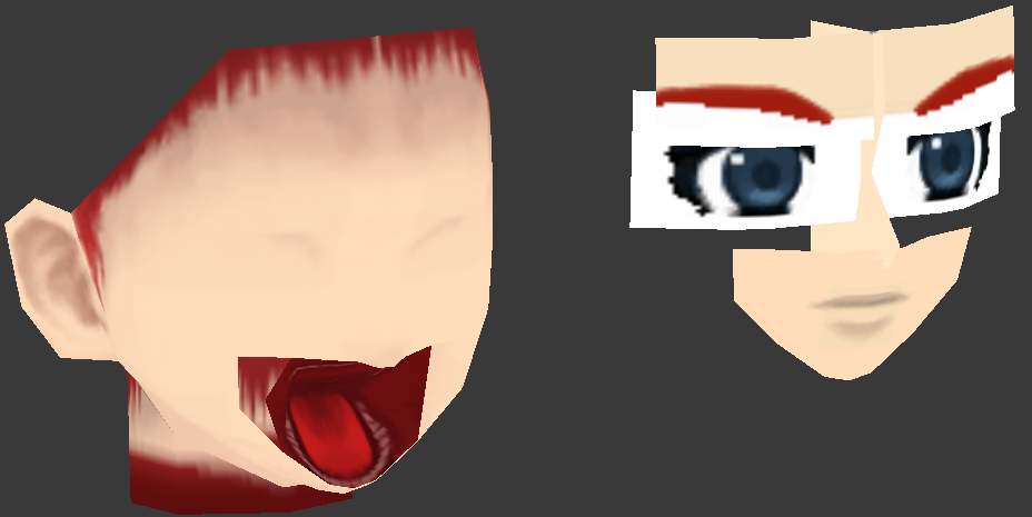 The unseen mouth and eyes hidden inside his head.