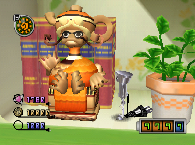 Peekoe, with his legs crammed inside of a weird chair. Unfortunately for him, this is how Giga-Robo remembers him.