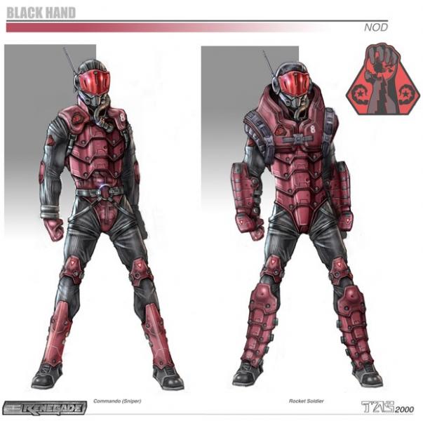 Black Hand Soldiers, the Black Hand Rocket Soldier made it to the final game as the Black Hand heavy weapons soldier Black Hand Soldiers, the Black Hand Rocket Soldier made it to the final game as the Black Hand heavy weapons soldier
