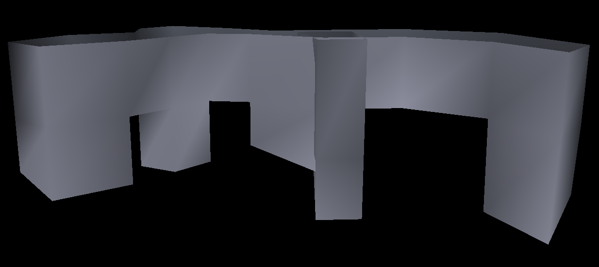 A long, erratic stone structure.