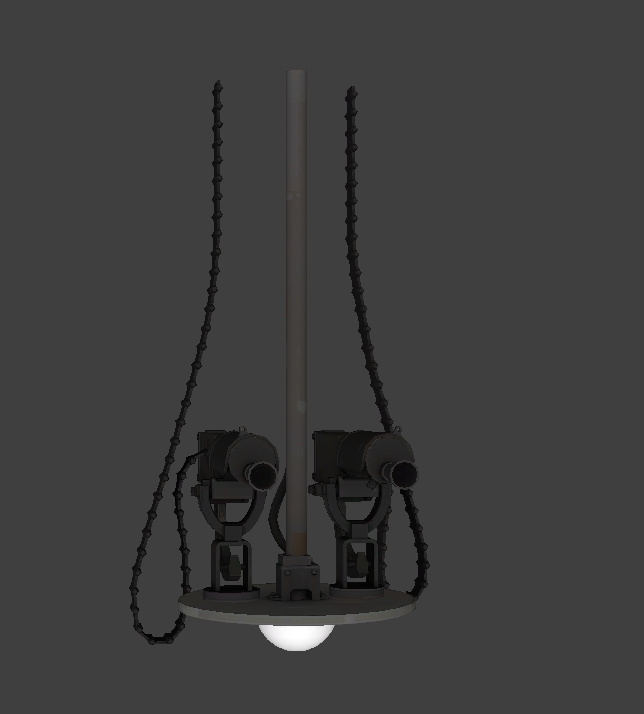 Render of the full Spawn Room Turret model, leaked from the Source Developer Repository. Render of the full Spawn Room Turret model, leaked from the Source Developer Repository.
